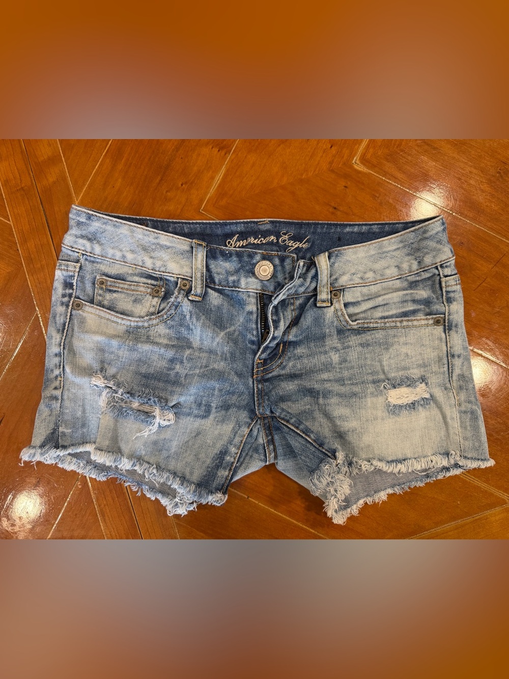 American Eagle Blue Stretch Denim Shorts